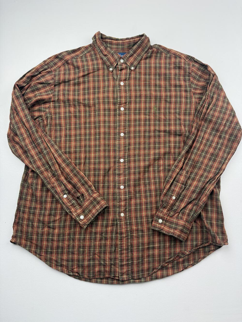 Ralph Lauren Shirt Mens 2XL Plaid Long Sleeve Flannel Button Down Classic Fit